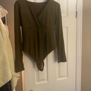 Elegant Olive Long Sleeve Bodysuit